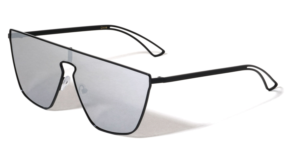 Flat Top One Piece Shield Keyhole Nose Sunglasses Wholesale