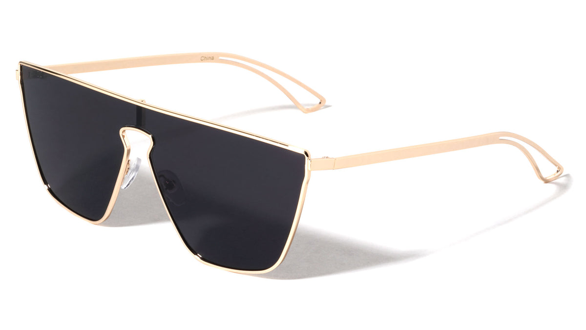 Flat Top One Piece Shield Keyhole Nose Sunglasses Wholesale