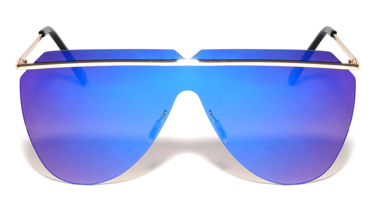 Rimless Thin Frame One Piece Shield Sunglasses Wholesale