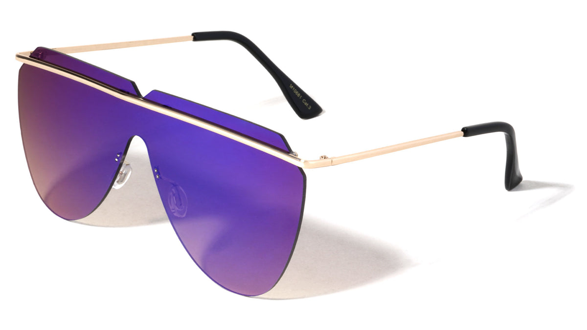 Rimless Thin Frame One Piece Shield Sunglasses Wholesale