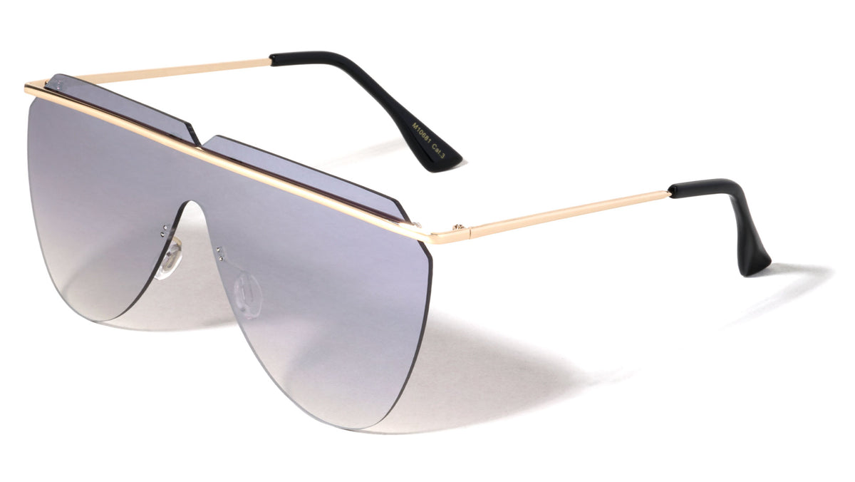 Rimless Thin Frame One Piece Shield Sunglasses Wholesale
