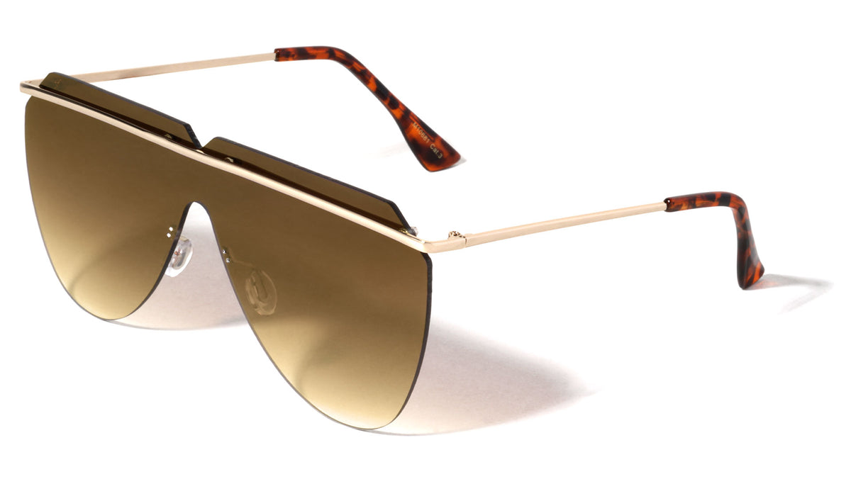 Rimless Thin Frame One Piece Shield Sunglasses Wholesale