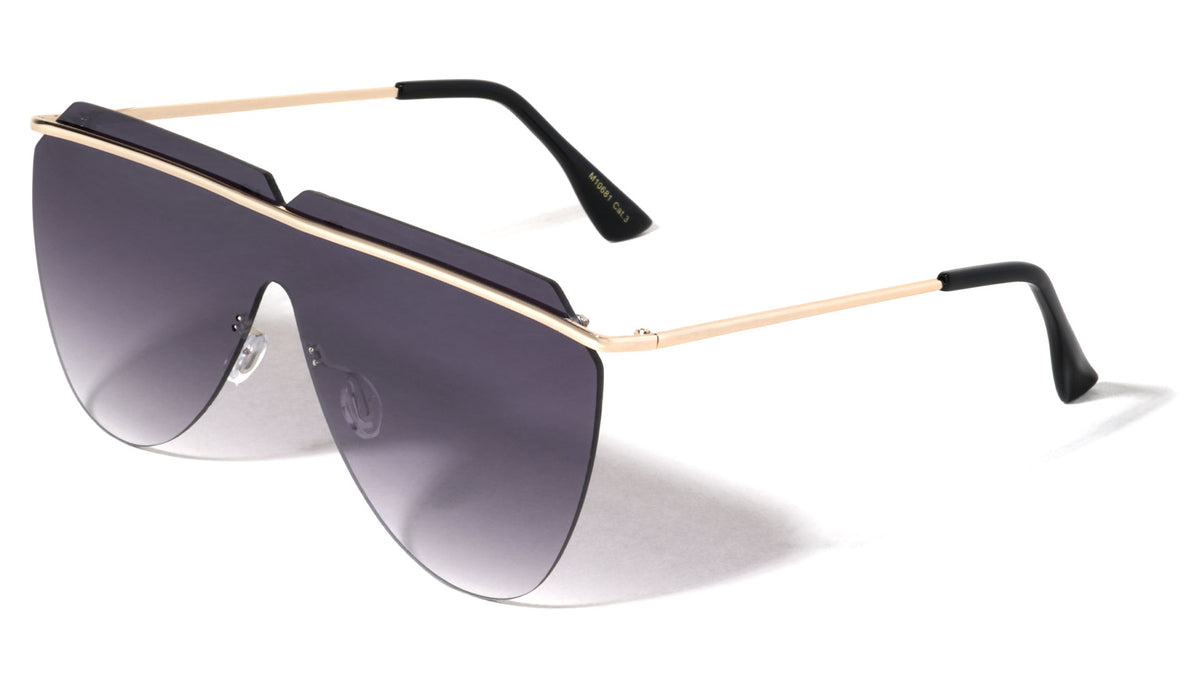 Rimless Thin Frame One Piece Shield Sunglasses Wholesale
