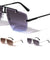 Rimless Edge Cut Studded Squared Aviators Wholesale Sunglasses