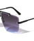 Rimless Edge Cut Studded Squared Aviators Wholesale Sunglasses