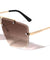 Rimless Edge Cut Studded Squared Aviators Wholesale Sunglasses