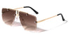 Rimless Edge Cut Studded Squared Aviators Wholesale Sunglasses