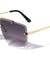 Rimless Edge Cut Studded Squared Aviators Wholesale Sunglasses