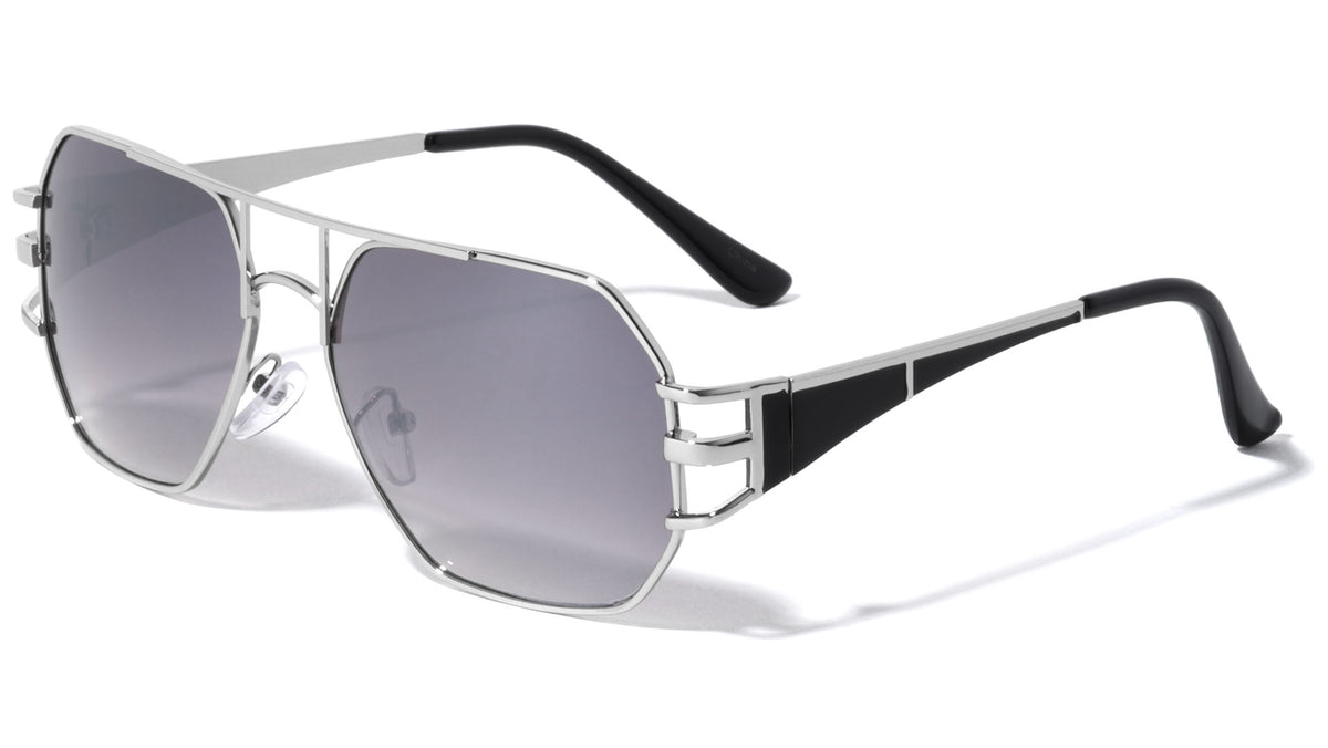 Flat Top Angular Aviators Wholesale Sunglasses