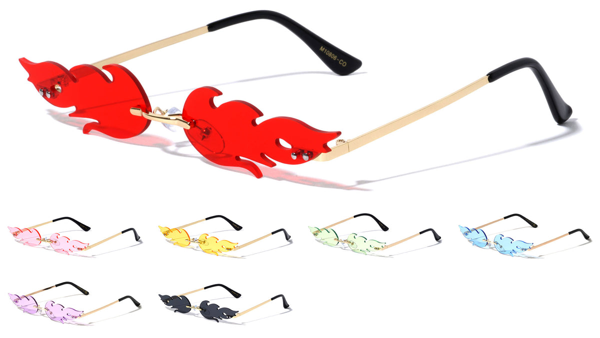 Fire Flame Rimless Color Lens Wholesale Sunglasses
