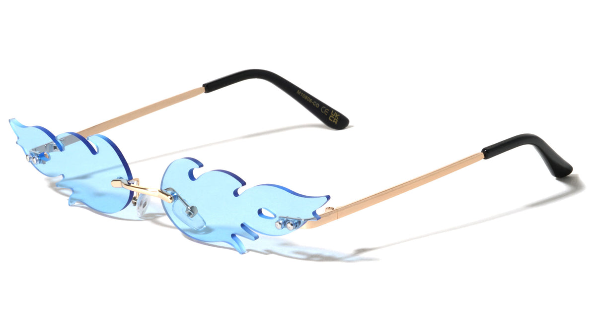Fire Flame Rimless Color Lens Wholesale Sunglasses