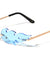 Fire Flame Rimless Color Lens Wholesale Sunglasses