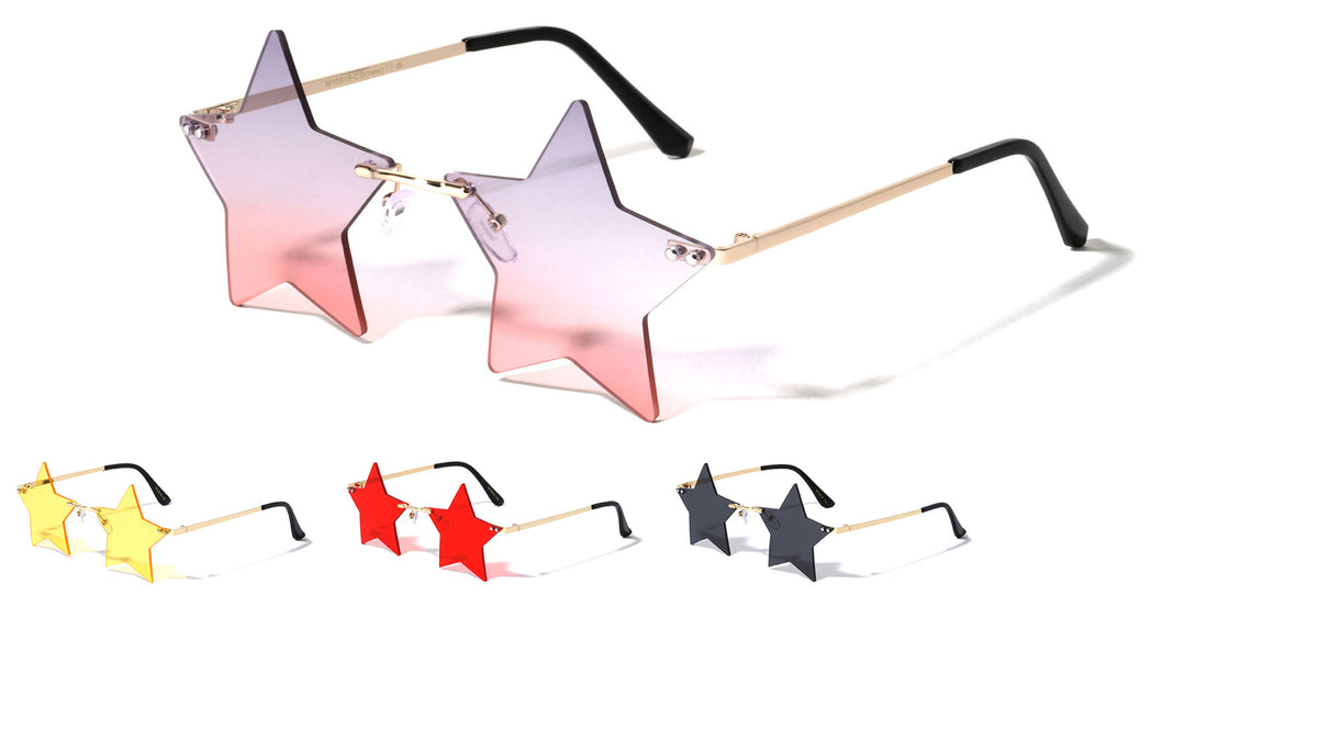 Rimless Star Color Lens Wholesale Sunglasses