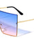 Oversized Squared Rimless Flat Top Shield Wholesale Sunglasses