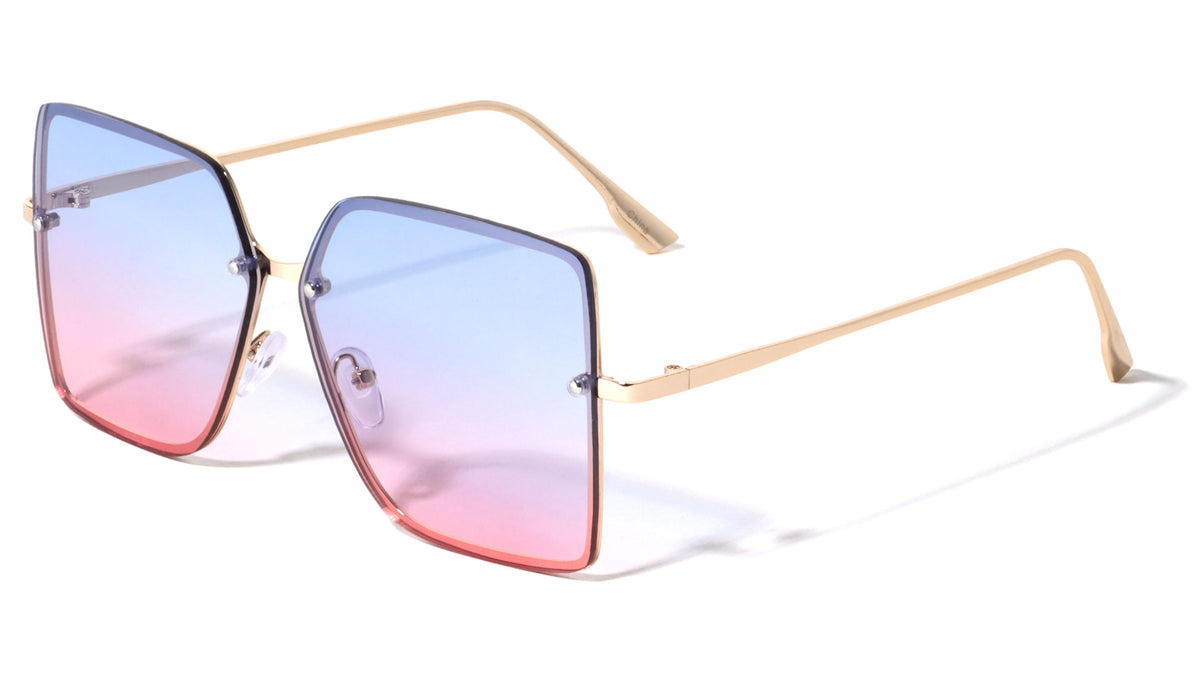 Rimless Squared Butterfly Wholesale Sunglasses
