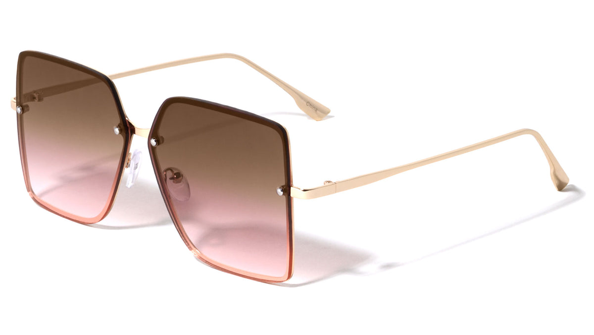 Rimless Squared Butterfly Wholesale Sunglasses
