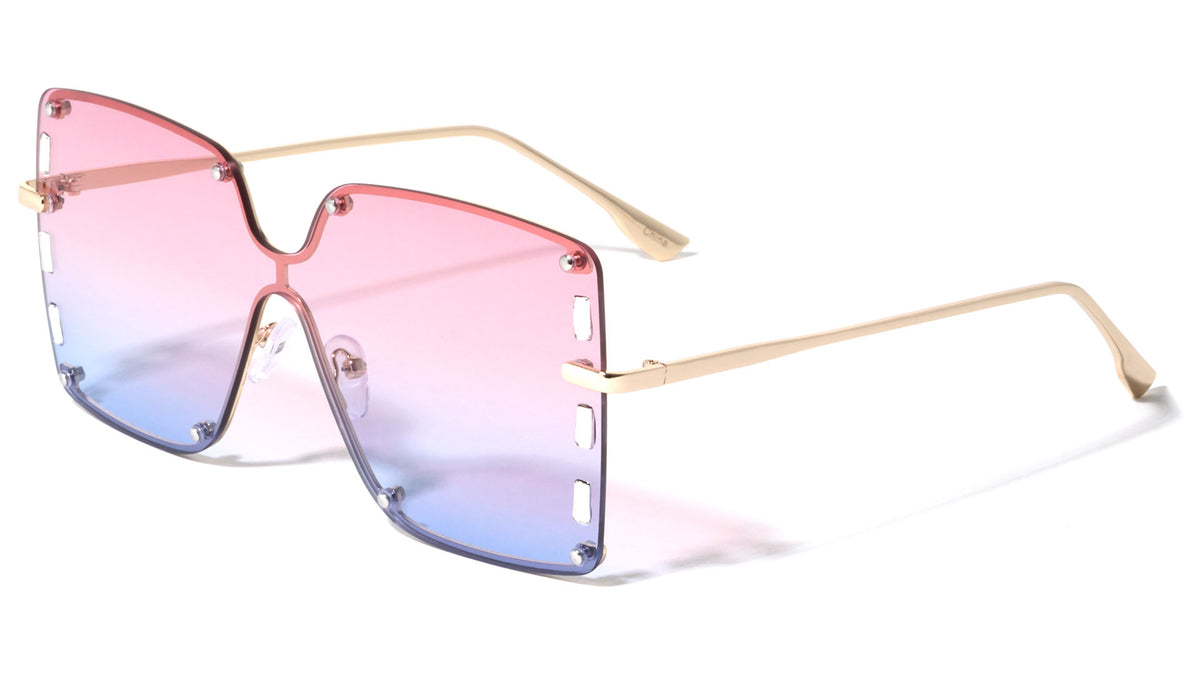 Oversized Rimless Butterfly Fashion Wholesale Sunglasses