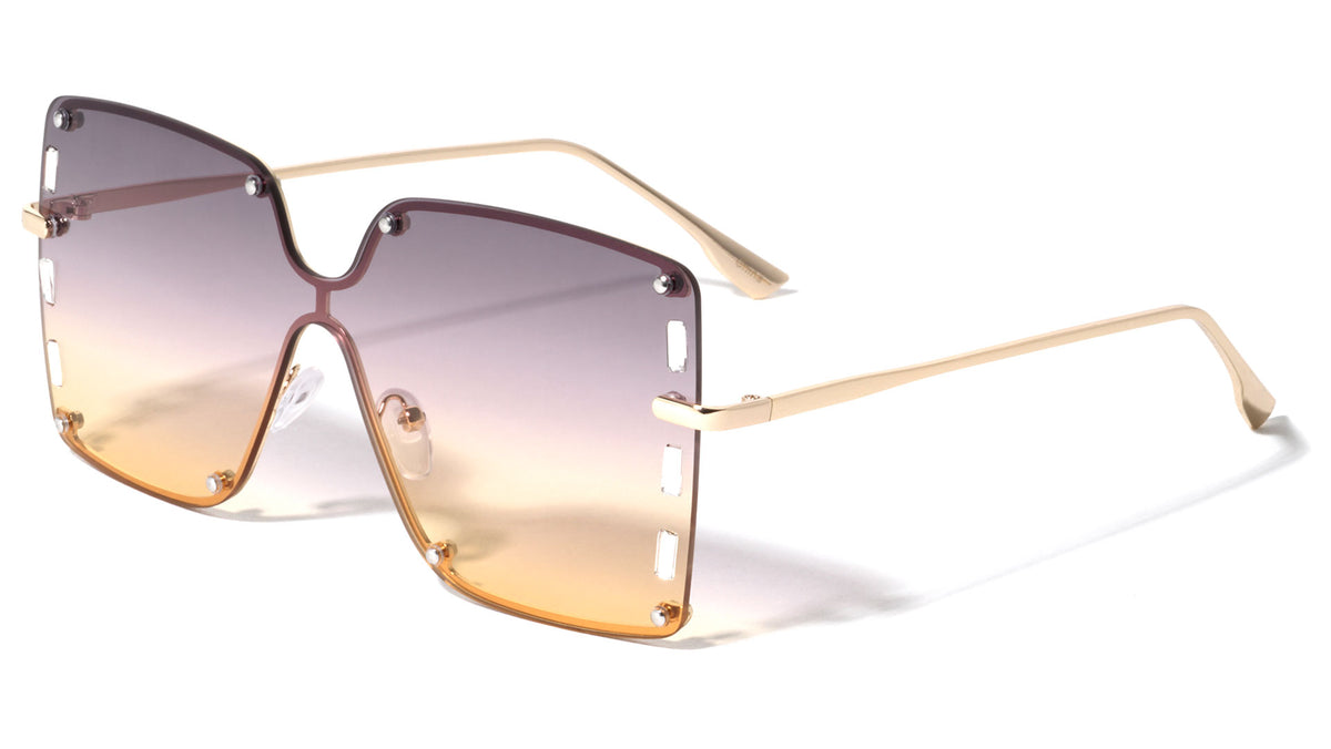 Oversized Rimless Butterfly Fashion Wholesale Sunglasses
