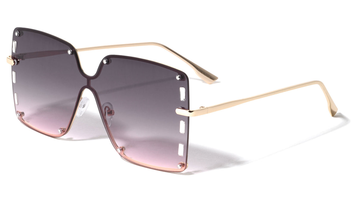 Oversized Rimless Butterfly Fashion Wholesale Sunglasses