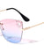 Heart Rhinestone Rimless Cat Eye Wholesale Sunglasses