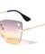 Heart Rhinestone Rimless Cat Eye Wholesale Sunglasses