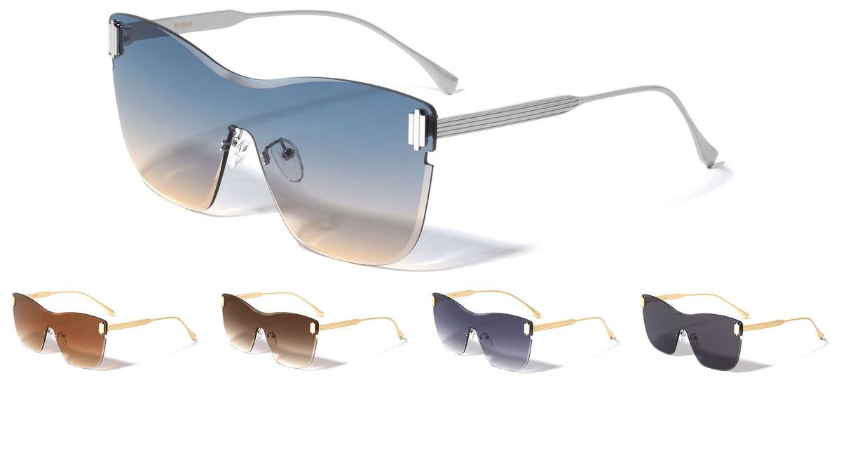 Oversized Rimless Beveled Butterfly Wholesale Sunglasses