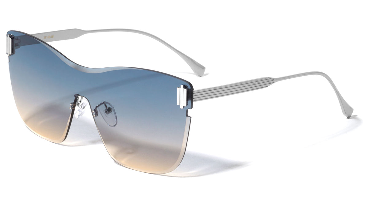 Oversized Rimless Beveled Butterfly Wholesale Sunglasses