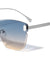 Oversized Rimless Beveled Butterfly Wholesale Sunglasses