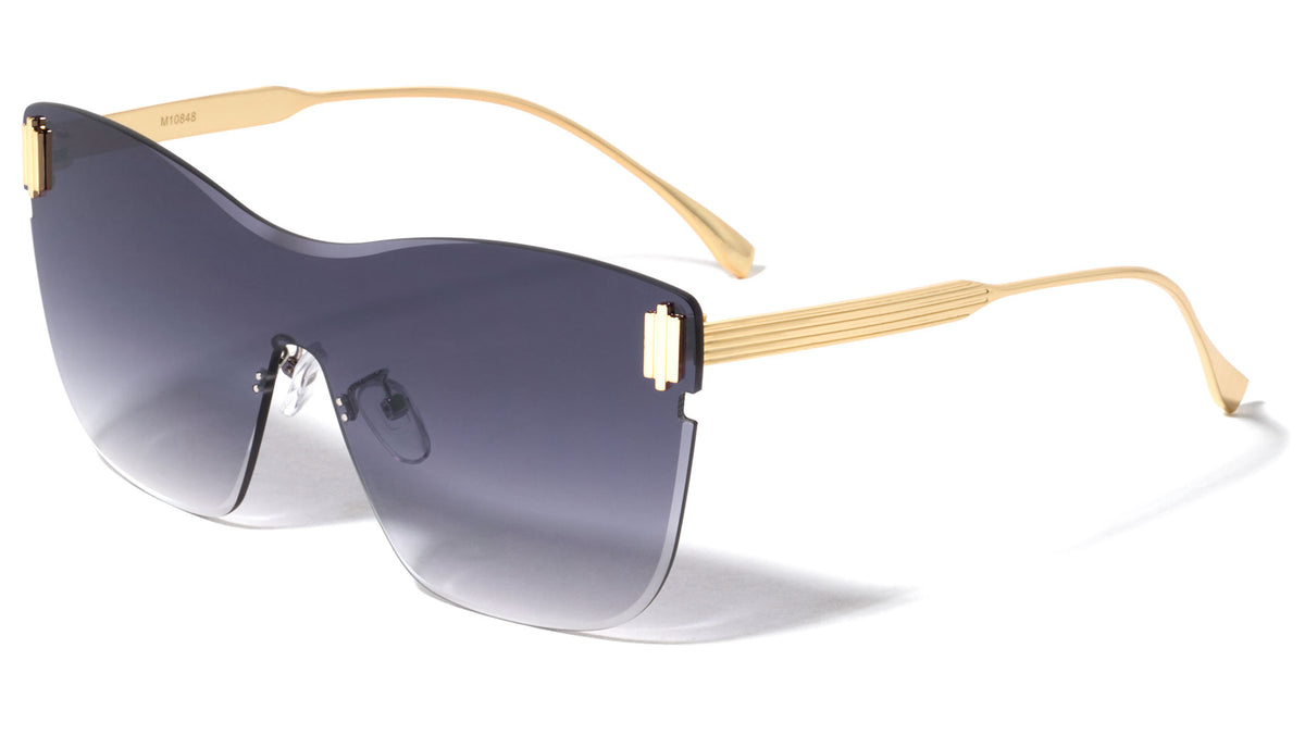 Oversized Rimless Beveled Butterfly Wholesale Sunglasses