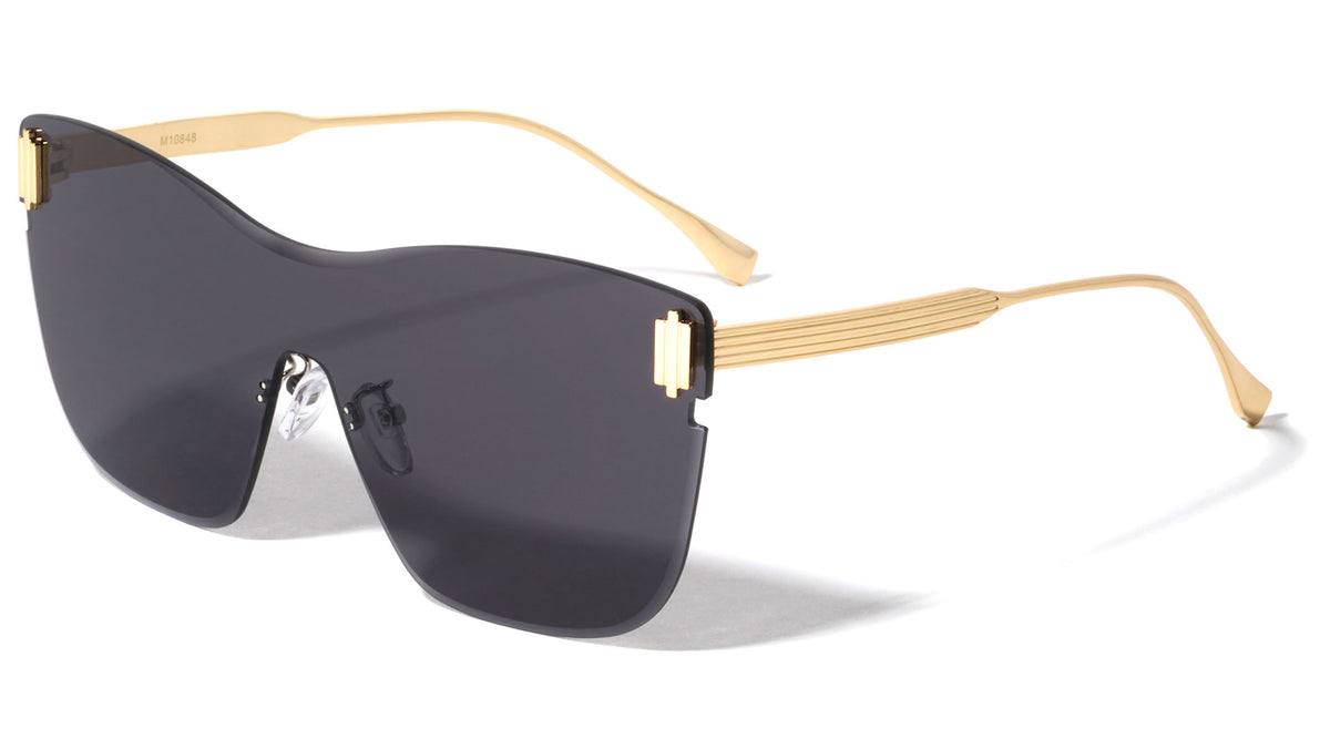 Oversized Rimless Beveled Butterfly Wholesale Sunglasses