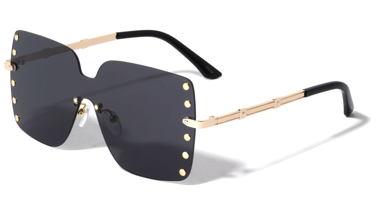 Rimless Riveted Butterfly Wholesale Sunglasses