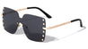 Rimless Riveted Butterfly Wholesale Sunglasses