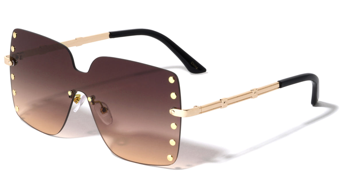 Rimless Riveted Butterfly Wholesale Sunglasses