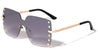 Rimless Riveted Butterfly Wholesale Sunglasses
