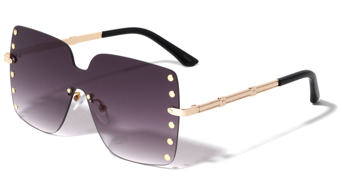 Rimless Riveted Butterfly Wholesale Sunglasses