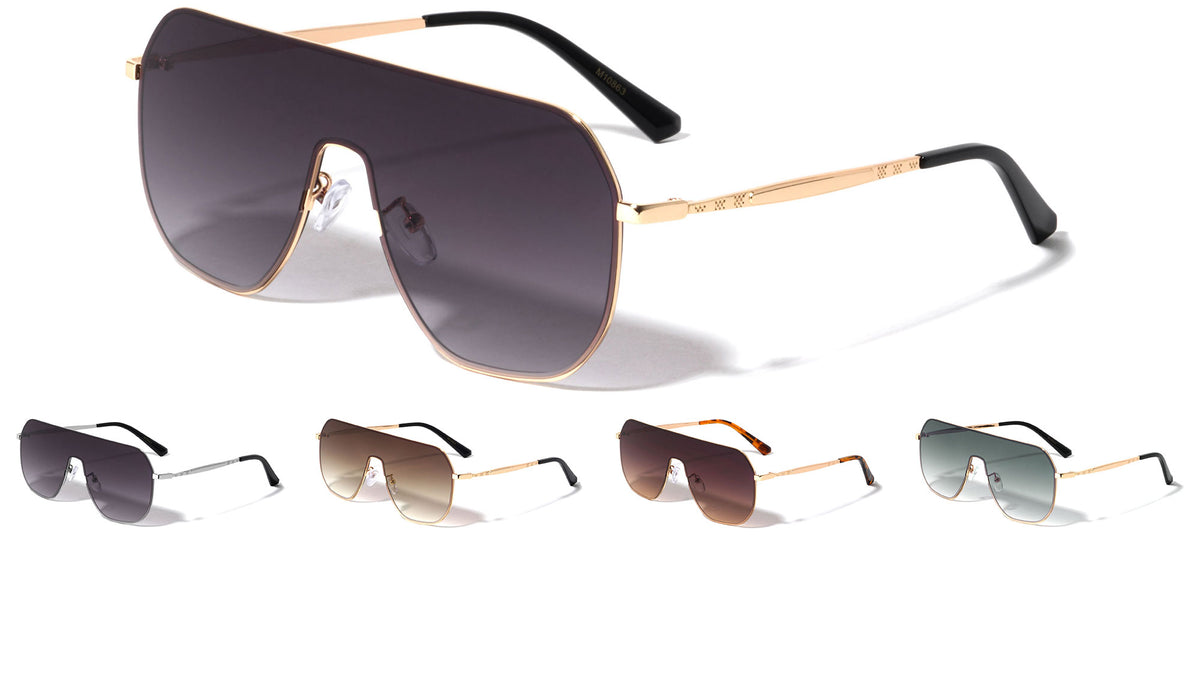 Flat Top One Piece Shield Lens Wholesale Sunglasses