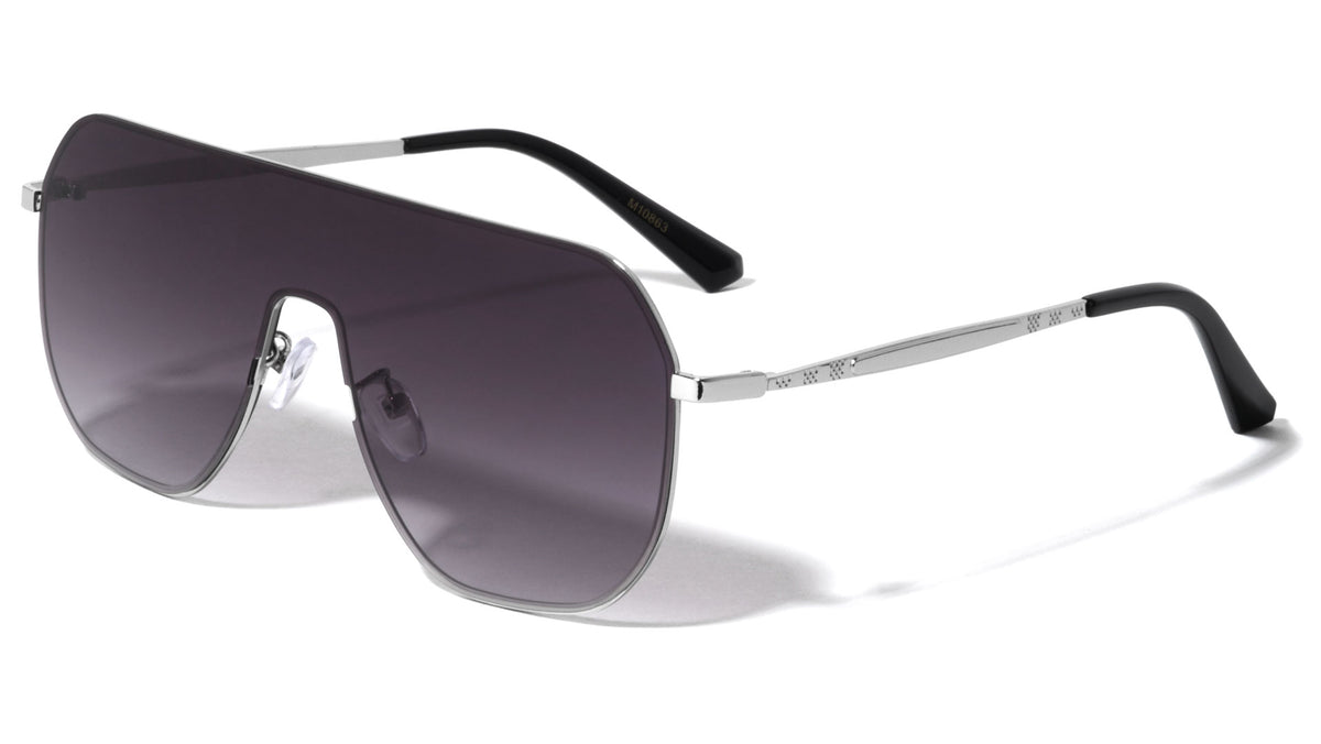 Flat Top One Piece Shield Lens Wholesale Sunglasses