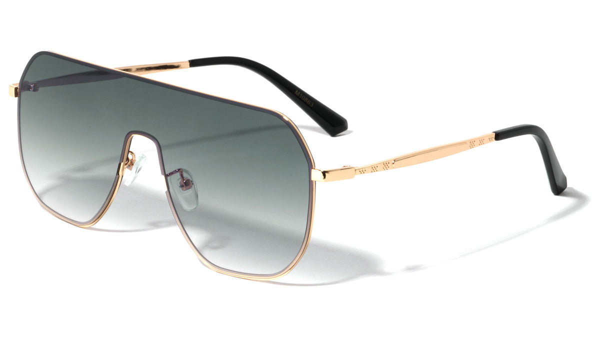 Flat Top One Piece Shield Lens Wholesale Sunglasses