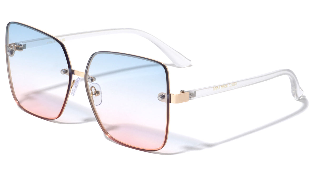 Rimless Flat Square Butterfly Wholesale Sunglasses