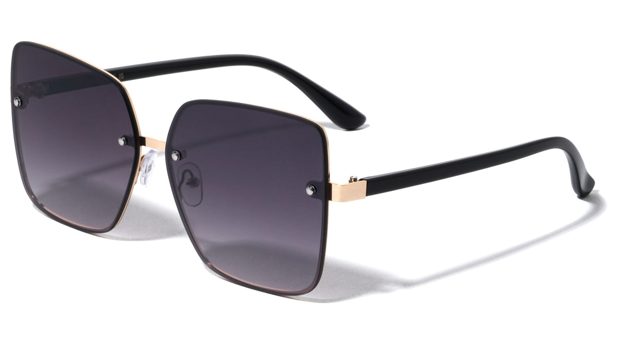 Rimless Flat Square Butterfly Wholesale Sunglasses