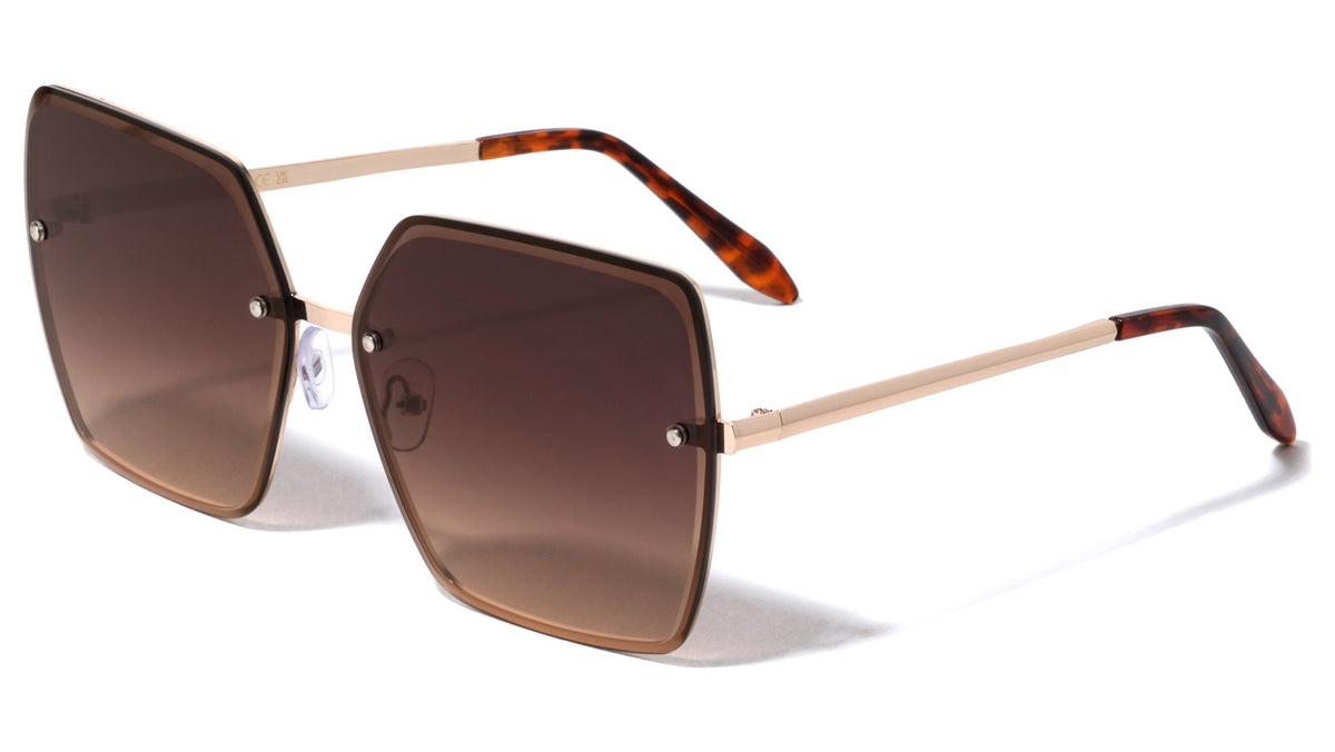 Rimless Diamond Edge Cut Butterfly Wholesale Sunglasses