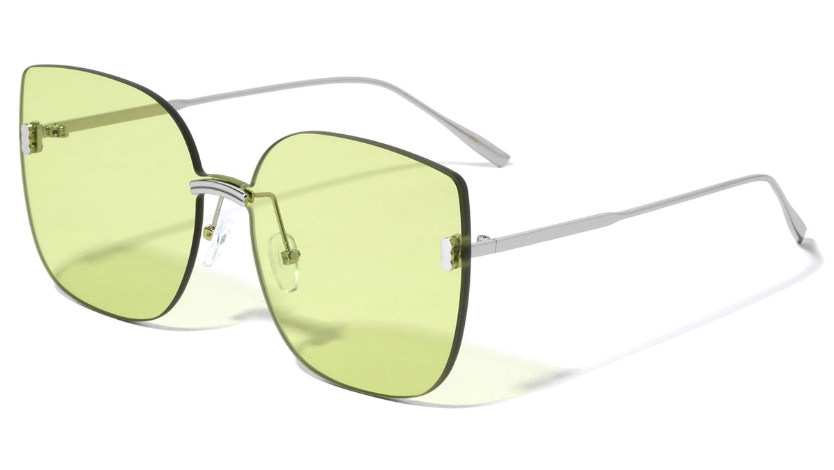 Rimless One Piece Shield Cat Eye Wholesale Sunglasses