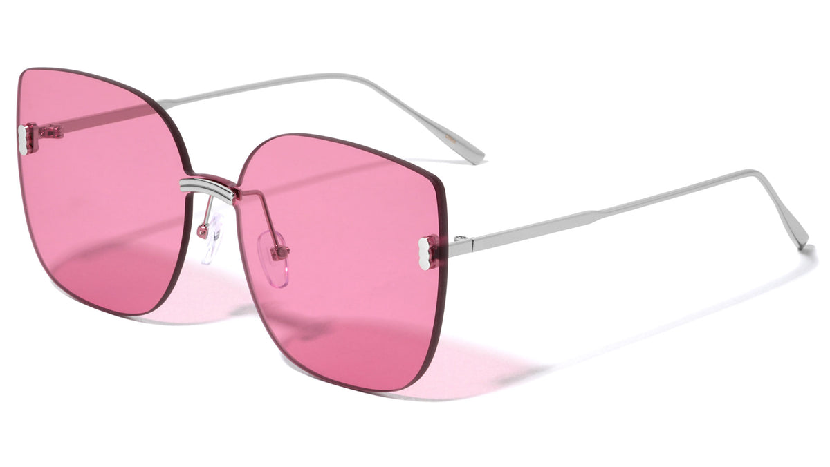 Rimless One Piece Shield Cat Eye Wholesale Sunglasses