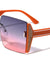 Oversized Semi Rimless Side Glitter Butterfly Wholesale Sunglasses