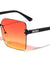 Rhinestone Temple Rimless Square Wholesale Sunglasses
