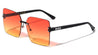Rhinestone Temple Rimless Square Wholesale Sunglasses