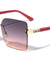 Rhinestone Temple Rimless Square Wholesale Sunglasses