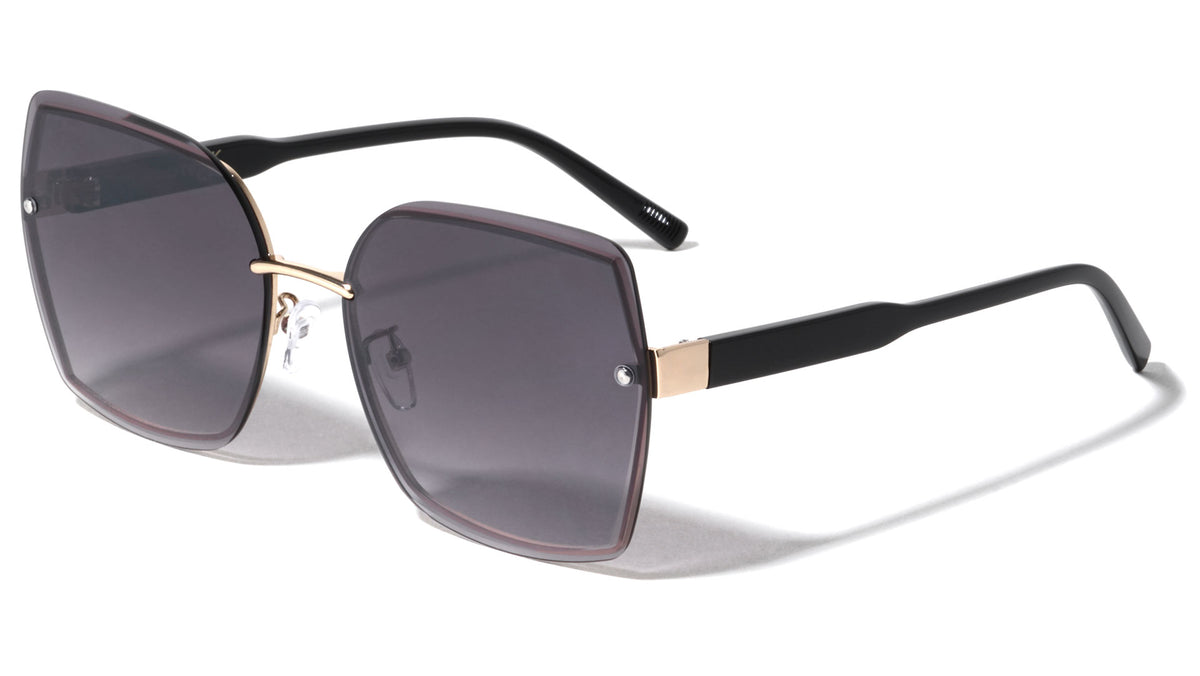 Extended Rimless Lens Fashion Butterfly Wholesale Sunglasses