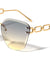 Large Chain Temple Rimless Diamond Edge Cut Cat Eye Wholesale Sunglasses