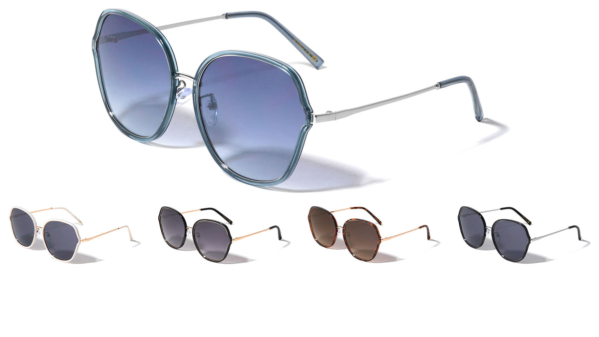 Double Plastic-Metal Rim Fashion Butterfly Wholesale Sunglasses
